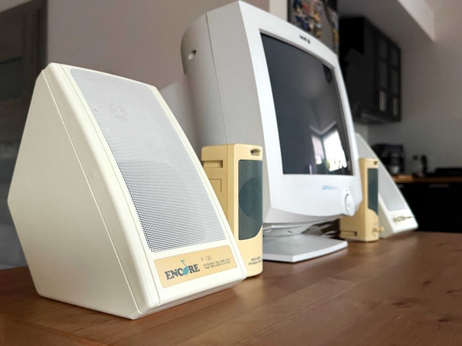 Encore P-120 duże głośniki komputerowe stare kolumienki retro