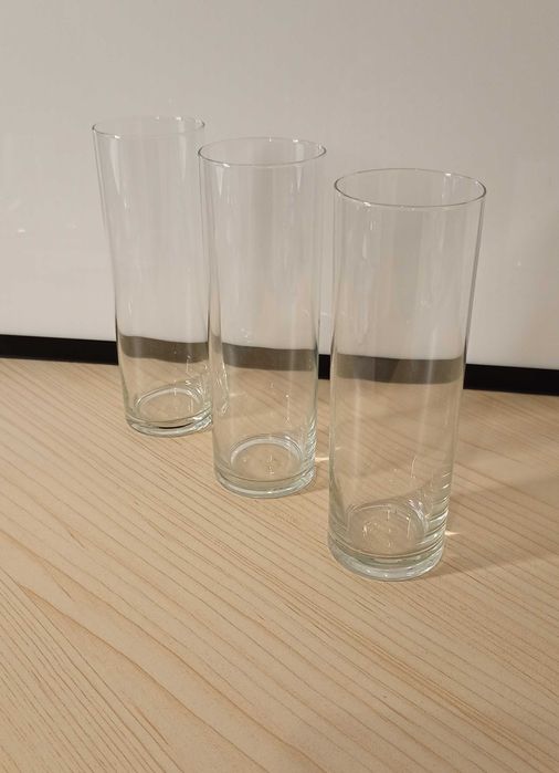 Wysokie, chude szklanki do napojów, 3 szt. 250 ml.