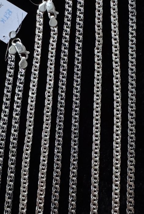Срібні ланцюги Бісмарк, ширина 4мм, вага 13-16грам