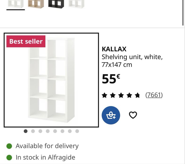 Dois Kallax 77*147 Cm disponíveis  saindo cada €40 ou os dois por €60