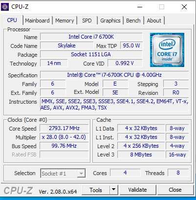 Procesor Intel I7-6700K 4 x 4 GHz gen. 6 LGA 1151