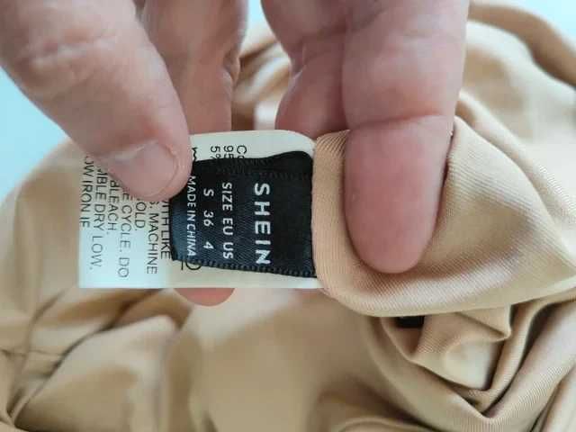 Mini Vestido Shein Drapeado – Nude / Bege – Tamanho S