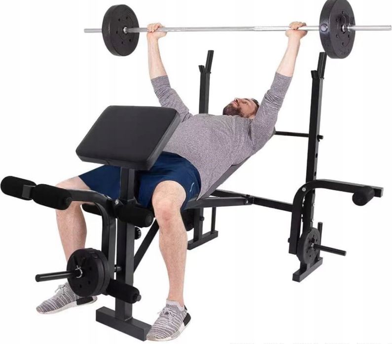 Ławka Treningowa Regulowana do Ćwiczeń Poręcze do Dipów na Sztangę
