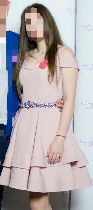 Sukienka wesele/komers rozm. 34 xs pudrowy róż