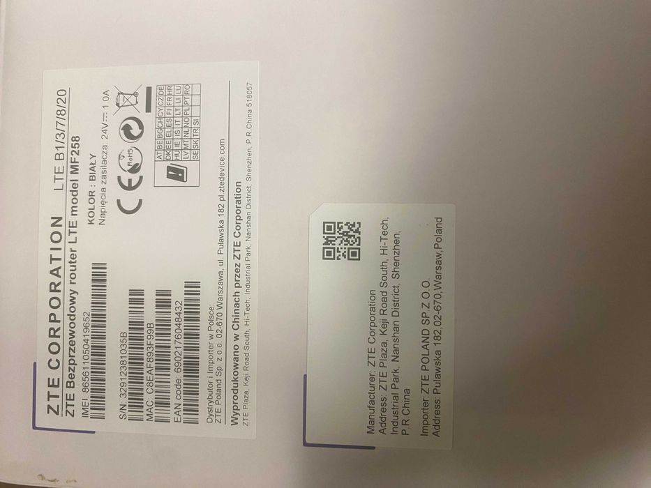 Router ZTE MF258 ODU-IDU antena zestaw