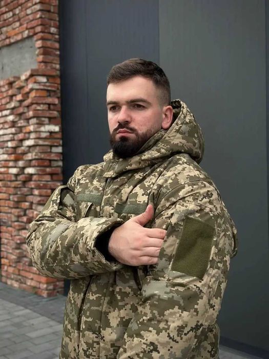 Зимняя мужская куртка-бушлат Пиксель Rip-Stop с капюшоном