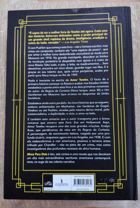 "Mesa para Dois" - Amor Towles - Portes Incluídos