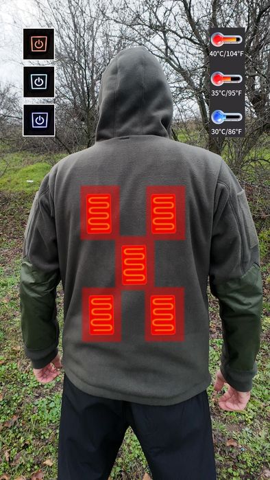 Флісова кофта з підігрівом від power bank