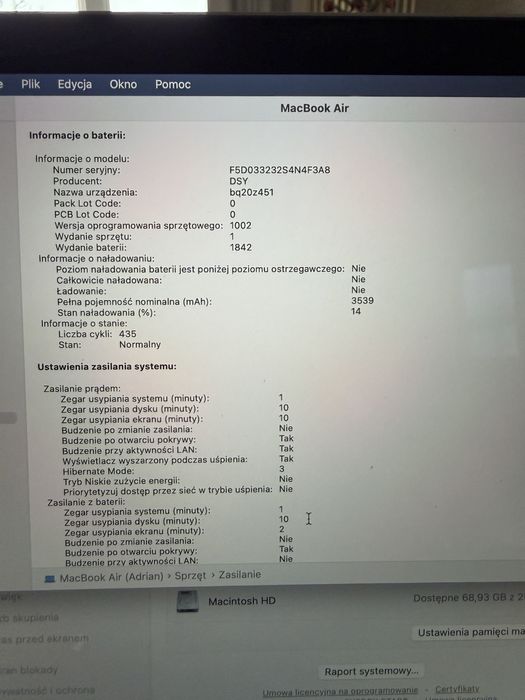 Macbook Air 13,3 2020r 256gb