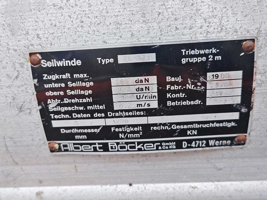 Winda drabina wciągarka dekarska Bocker 200kg 12m wciągarka Nr 55