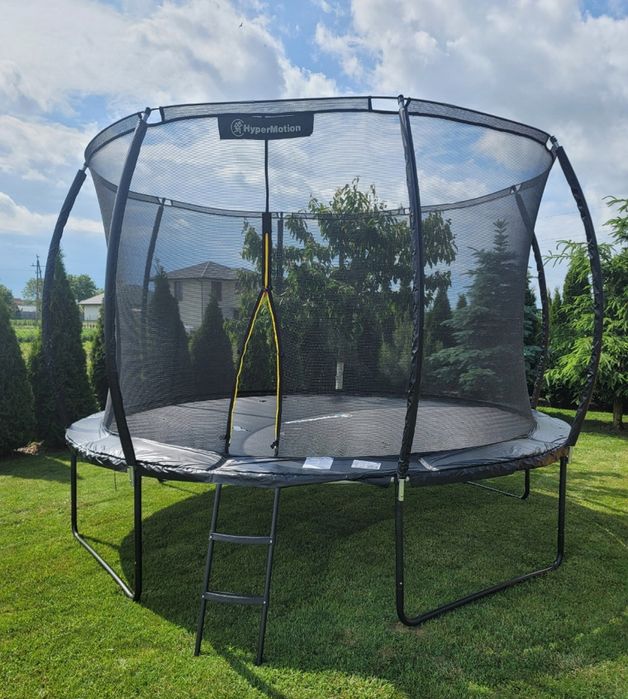 Trampolina ogrodowa XXL dla dzieci HyperMotion - 366 cm 12FT - z drabinką i siatką wewnętrzną - do domu i ogrodu - 150kg max