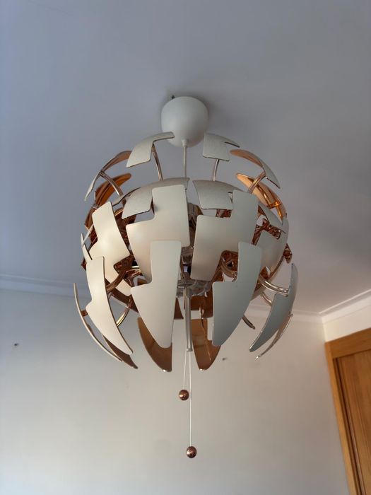 Candeeiro suspenso, branco/cor de cobre, 35 cm