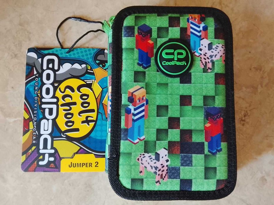 Piórnik dwukomorowy z wyposażeniem CoolPack Zielony Minecraft