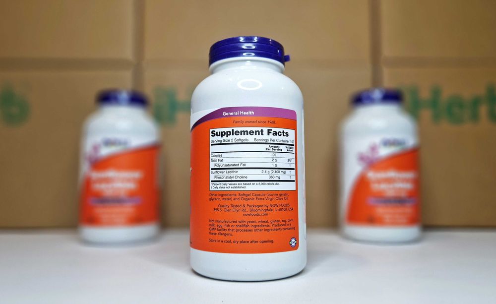 NOW Foods, Sunflower Lecithin, соняшниковий лецитин 1200мг, 100, 200шт