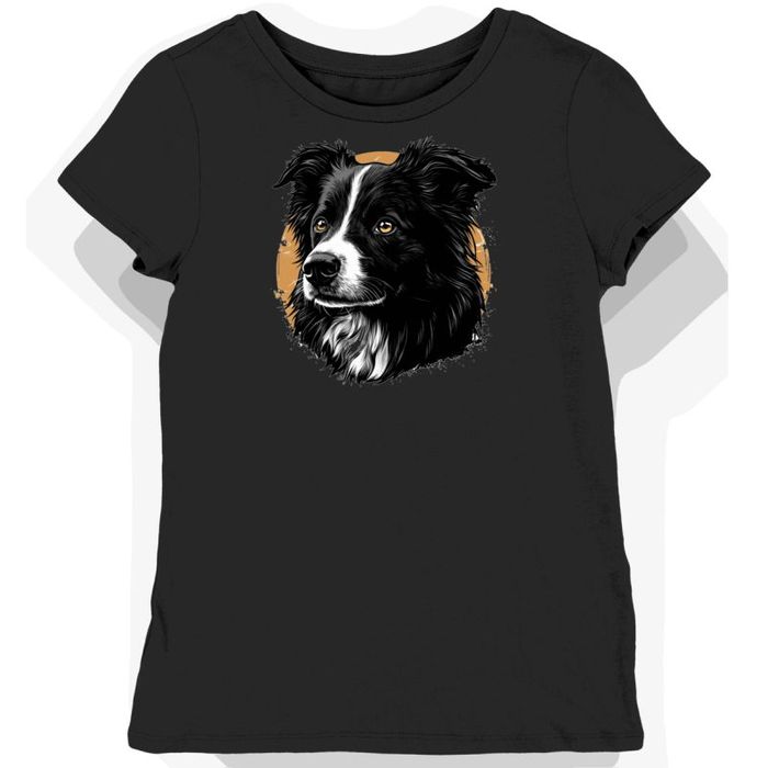 Koszulka damska czarna z motywem czarnego border collie 2XL