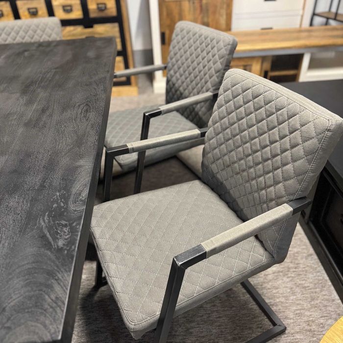 Szare industrialne krzesła 6szt bardzo wygodne z podparciem LOFT