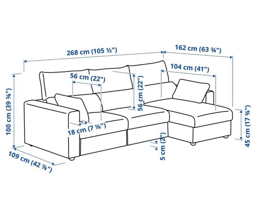 Sofá 3 lugares chaise longue ESKILSTUNA