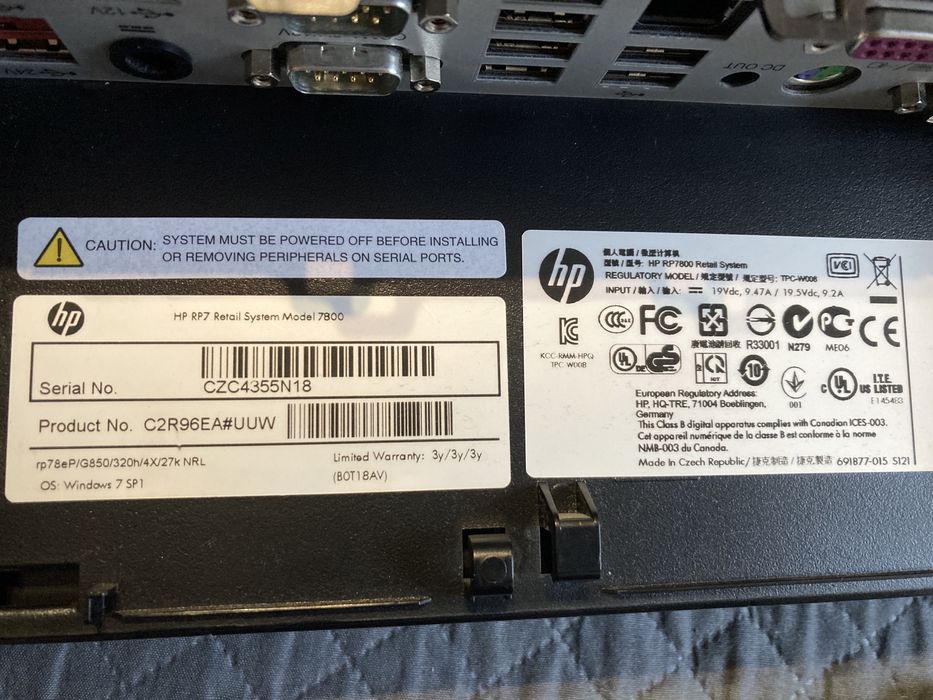 POS,HP RP7 Retail System Model 7800