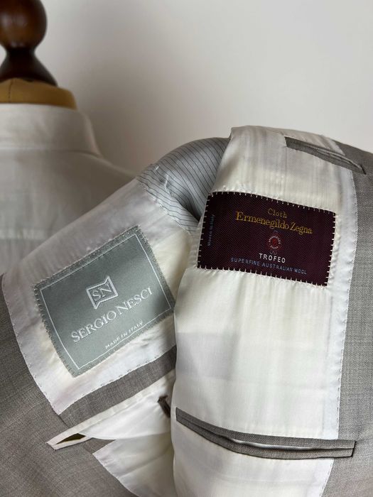 SERGIO NESCI x ZEGNA Beige Wool Suit класичний костюм-двійка Італія + вовна Зенья