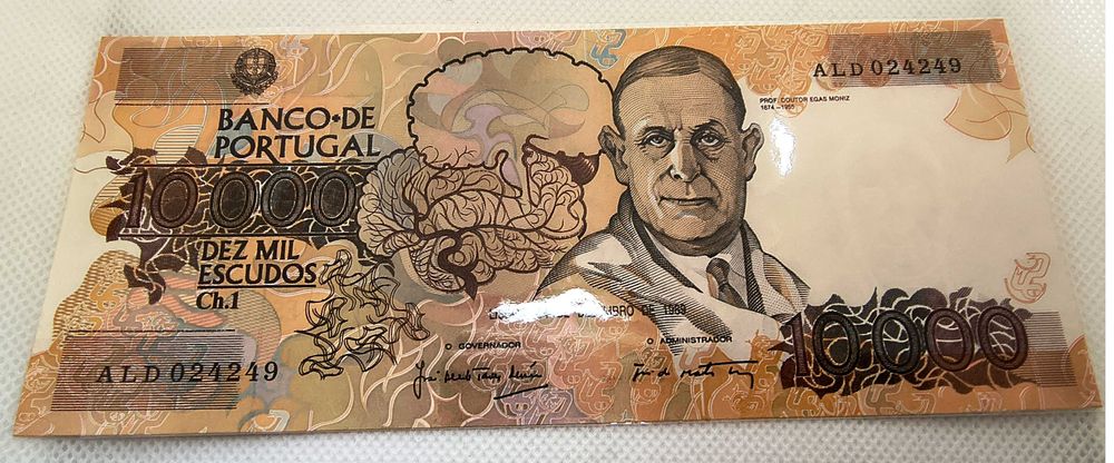 Nota 10000 Escudos de 1989 - Dr Egas Moniz
