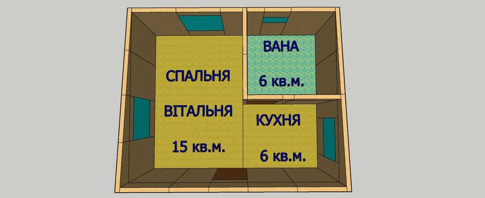 СІП-БУДИНОК - домокомплект на 30 кв.м. (односкатна криша)