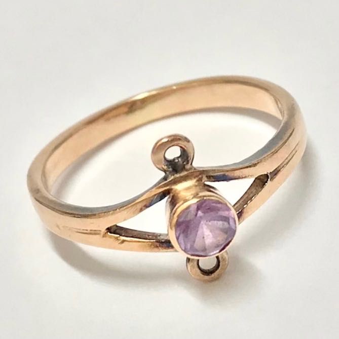 Złoty PIERŚCIONEK 14K cudny AMETYST fioletowy r.14