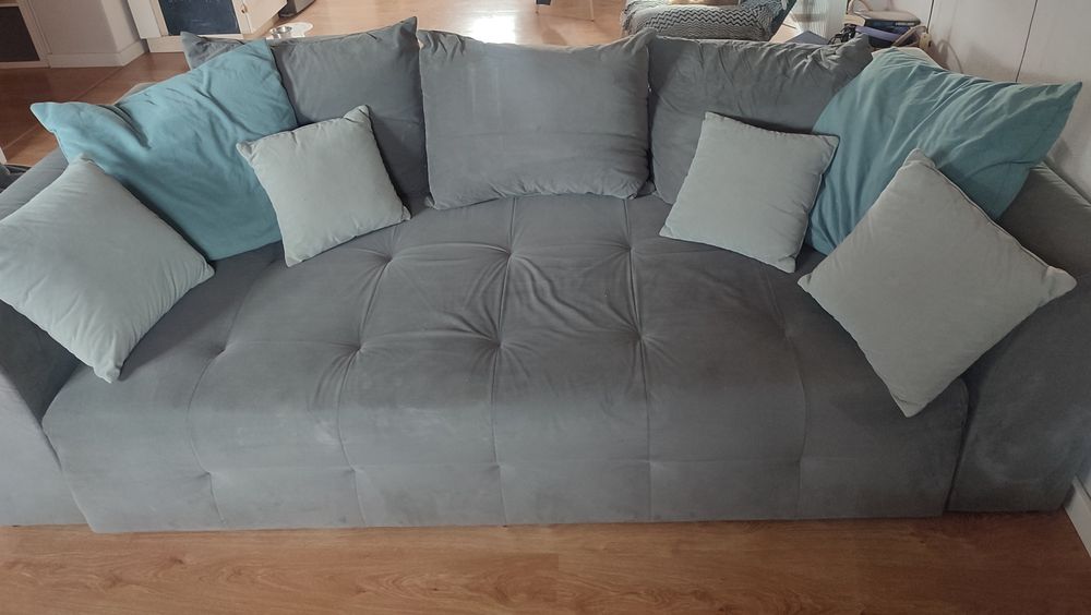 Super wygodna Kanapa na sprzedaż rozkładana sofa szara z funkcją spania