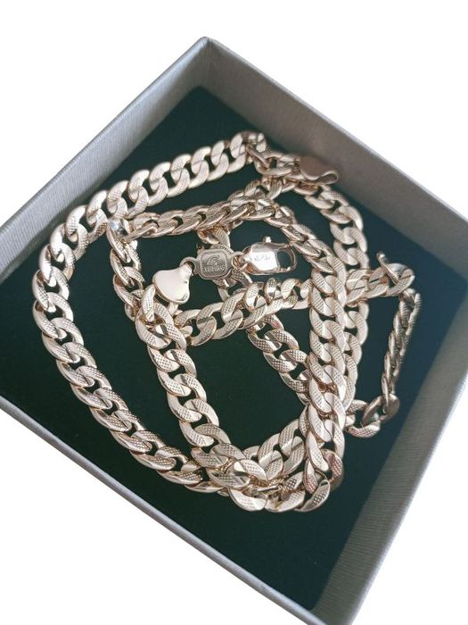 Łańcuszek Pancerka Diamentowany stal Gold Plated 18K 63cm 8mm 46g