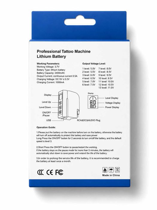 Bateria Wireless para Máquina de Tatuagem Cheyenne RCA 2400mAh Nova