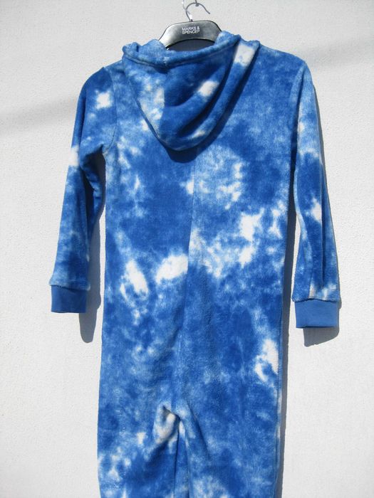 Мягенький синий кигуруми комбинезон для дома сна махра 146 152