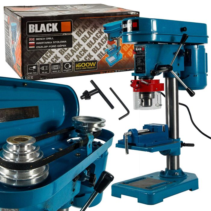 Wiertarka stołowa kolumnowa słupowa Black 1600 W 16 mm NOWA SOLIDN!