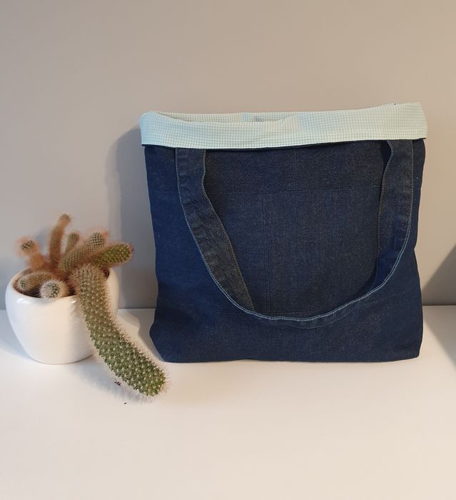 Torba jeansowa, shopperka, rękodzieło, handmade, na prezent