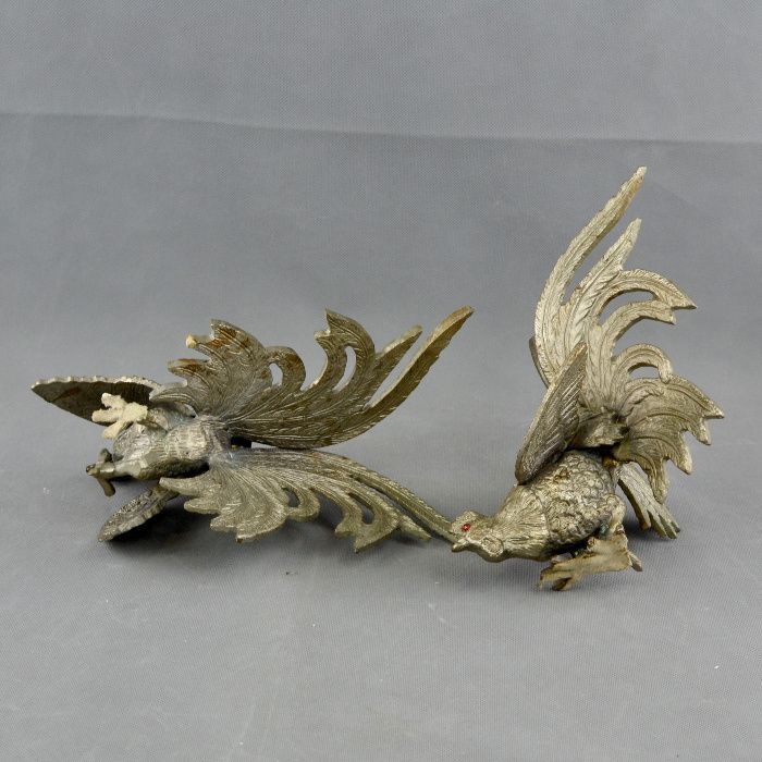 Figuras de Luta de Galos em metal prateado – n2