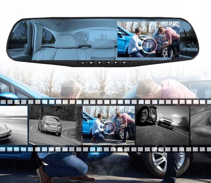 Wideorejestrator REJESTRATOR JAZDY 1080P w lusterku z kamerą cofania