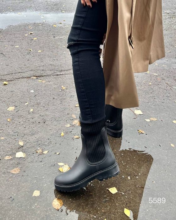 Чорні гумові чоботи, жіночі чорні гумовці