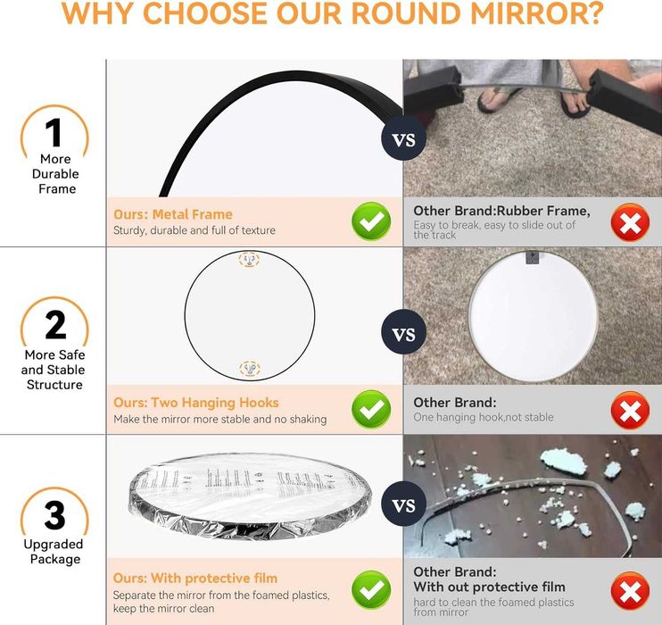 Nowe lustro okrągłe TEMFAU / czarne / średnica 50cm !495!