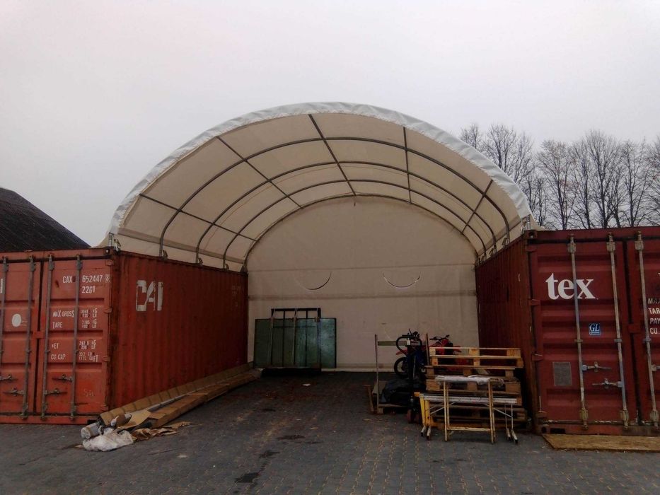 Hala łukowa zadaszanie kontenera dach 9x12 magazynowa namiotowa NOWE