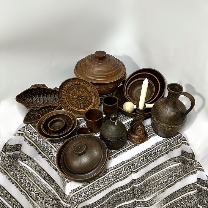 Набір 39 предметів Глиняного Посуду на 6 Персон Святковий Різдво