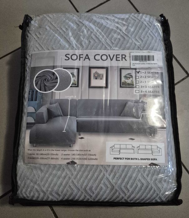 Elastyczny pokrowiec na narożnik L 1+2 (2 części) + 2 poszewki 40×40