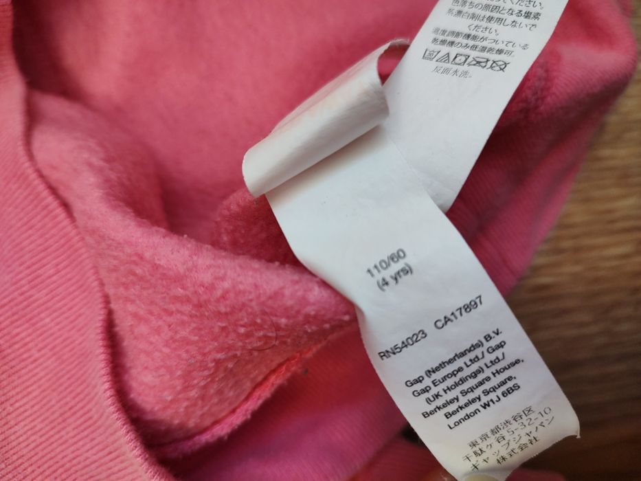 Gap różowy hoodie bluza z kapturem dla dziewczynki ciepła zima 110 cm