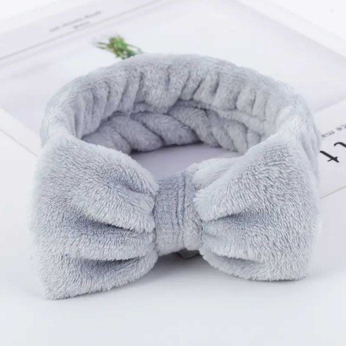 Opaska kosmetyczna do mycia twarzy z kokardką