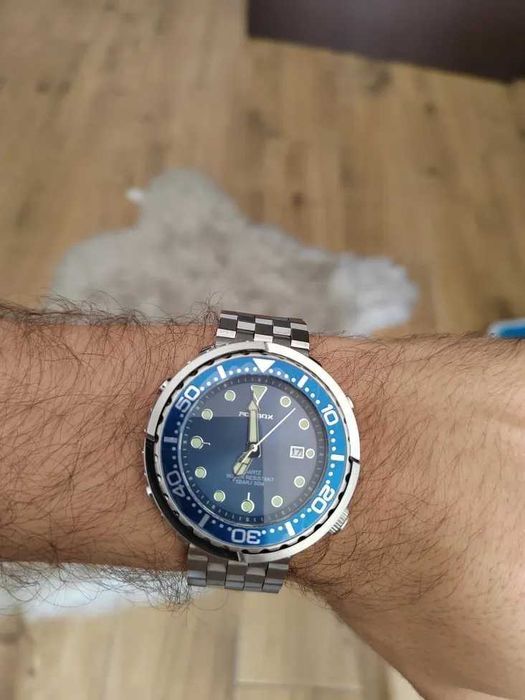 Duży sportowy zegarek 47mm Foxbox tuńczyk niebieski wodoszczelny WR50