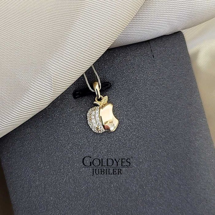 Złota przywieszka jabłko z cyrkoniami próby złota 585 14k