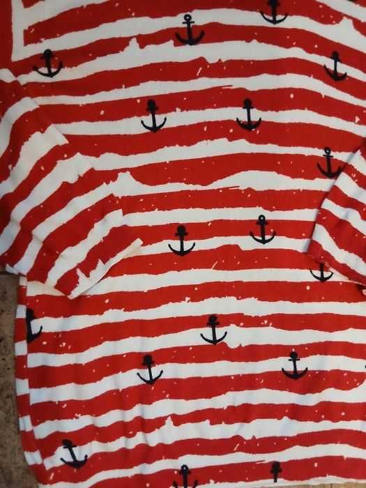 Кофта MARCCAIN розмі. М, червона полоску, принт якори, дефектів нема