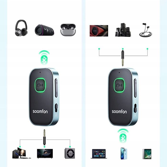 Bluetooth 5.0 Adapter AUX 2 w1 SOOMFON 3.5mm Bezprzewodowy adapter aud