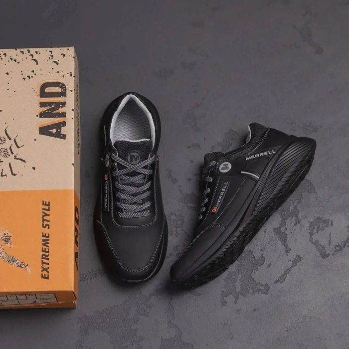 Merrell чоловічі шкіряні чорні кросівки кожаные кроссовки мужские кожа