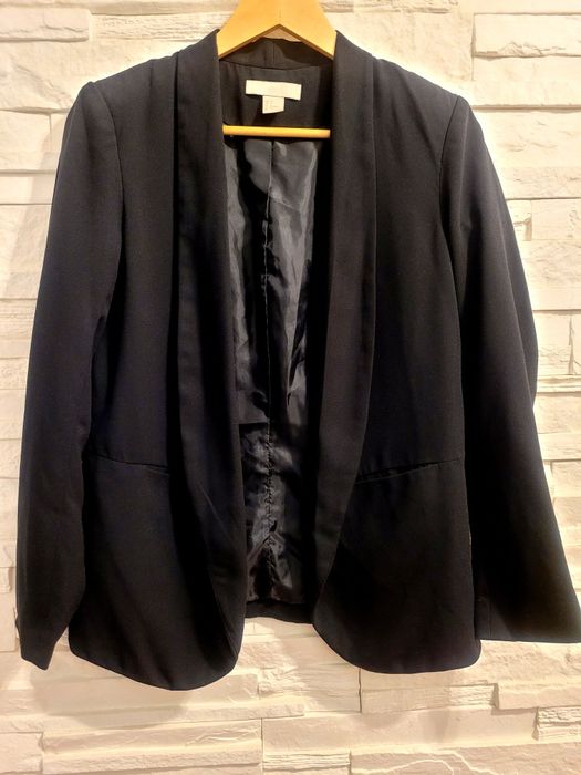 Żakiet marynarka garsonka narzutka h&m rozm. 34 czarna czerń