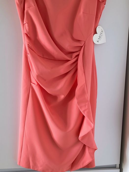 Piękna koralowa sukienka Kartes M/L