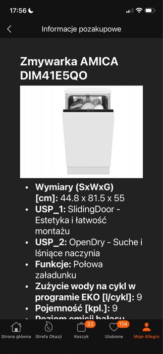 Zmywarka 45 cm amica NOWA