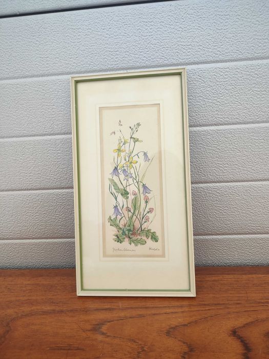 Rycina / Litografia - Botaniczka - Botanica - Podpis autora - Design V